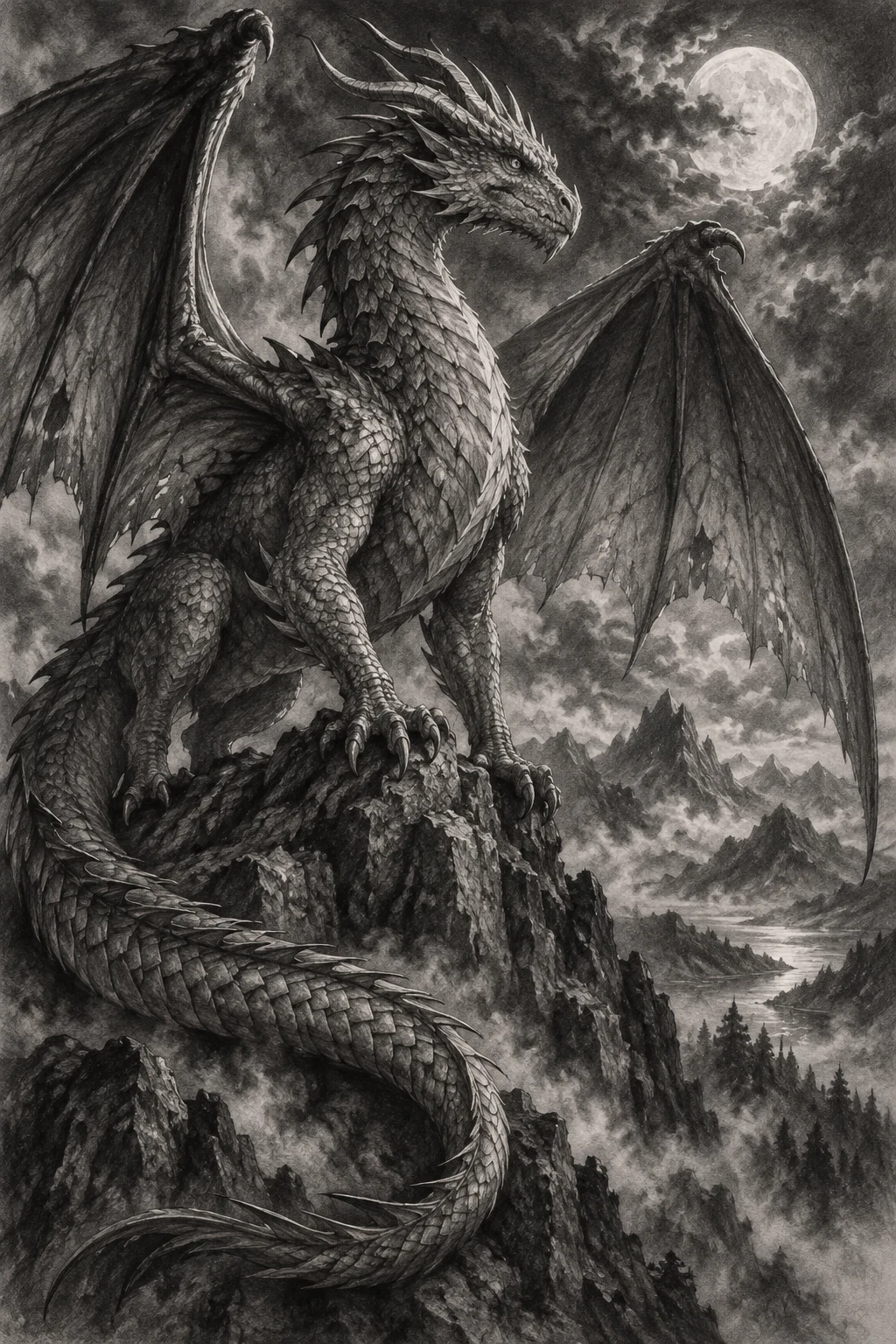 Moonlit Charcoal Dragon