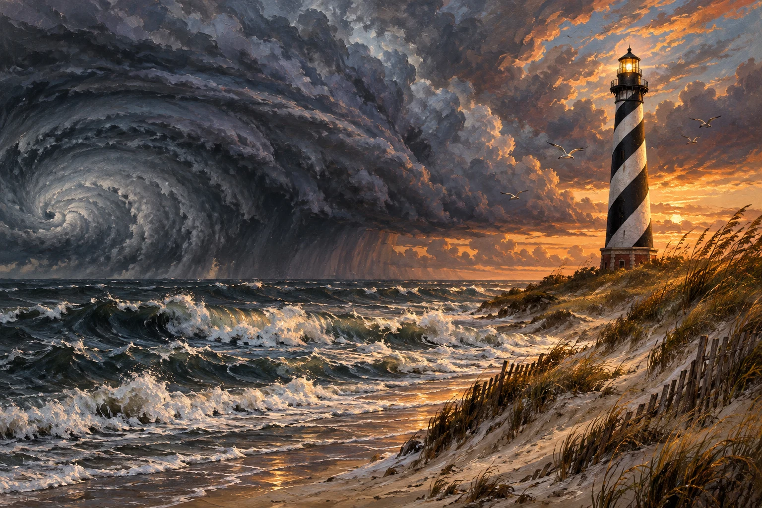 Cape Hatteras Hurricane Oil Painting